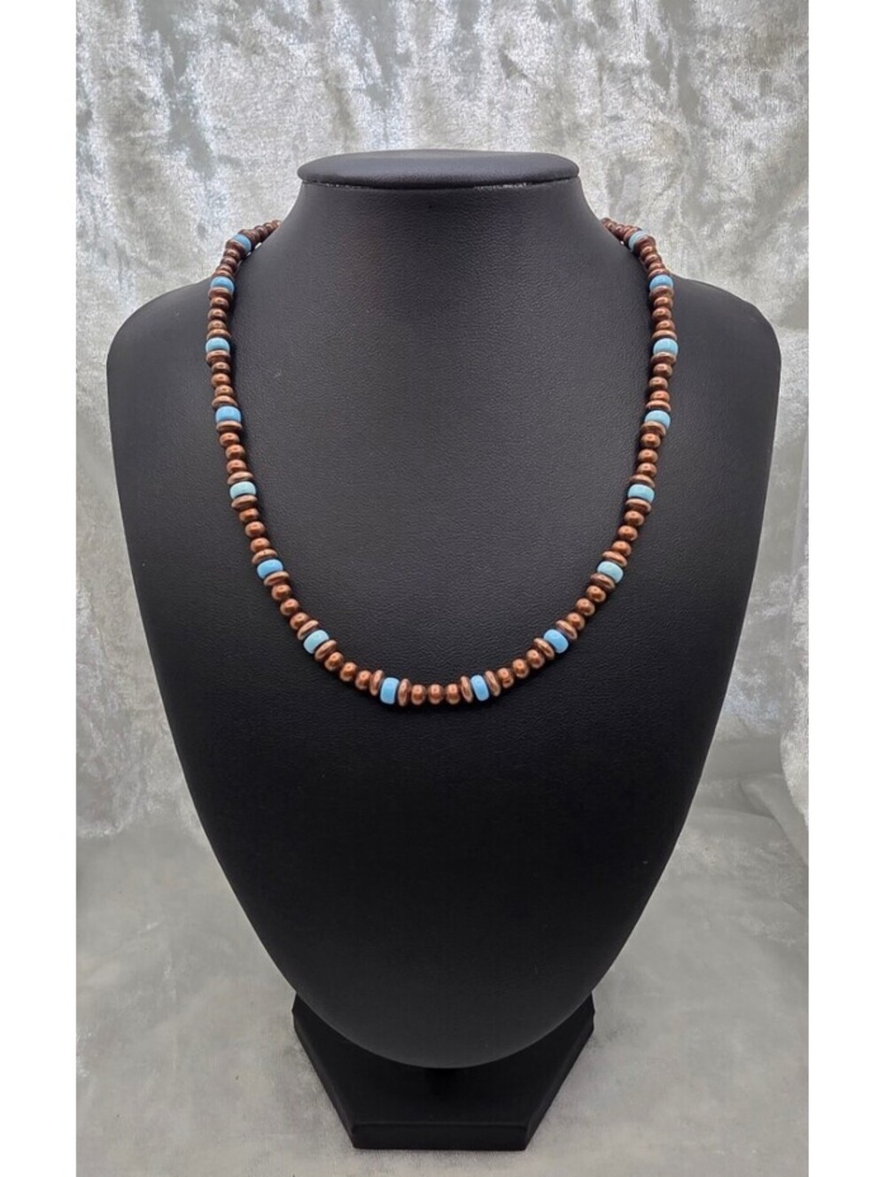 Copper and Turquoise Beaded Necklace 16 Inch Southwestern Boho New